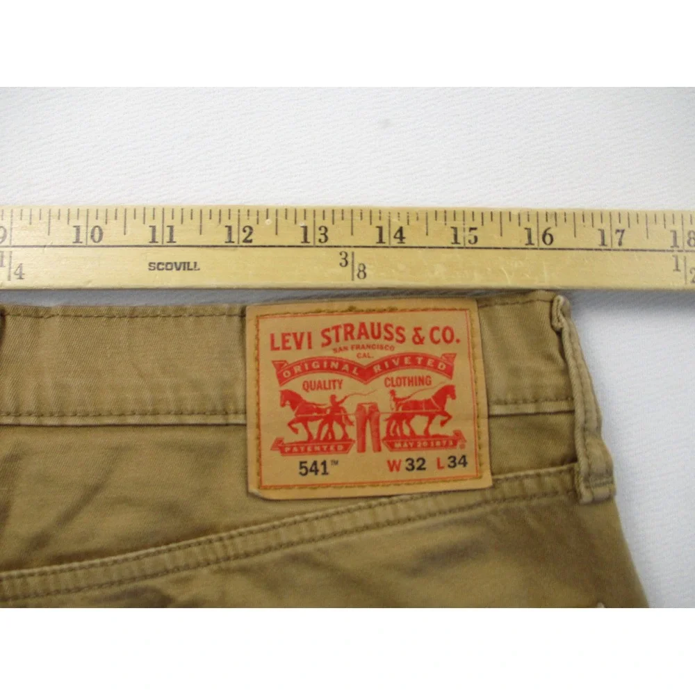 Levi's 541 Athletic Taper Pants Mens 32x34 Tan Khaki Stretch Utility Workwear